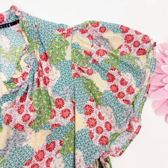 Anthropologie Penrose Tiered Tunic Dress Floral Mixed Print Boho Bohemian - Picture 8 of 12